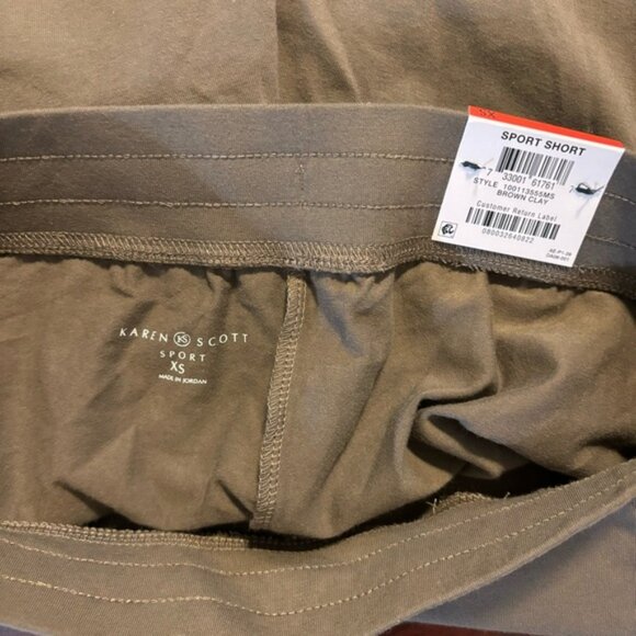 Karen Scott Pull-On Stretchy Elastic Waist Knit Casual Brown Shorts NWT - Picture 5 of 6
